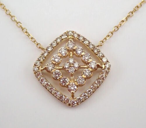 1.22ct Natural Moissanite Square Shape Charm Pendant Necklace 925 Silver 18″