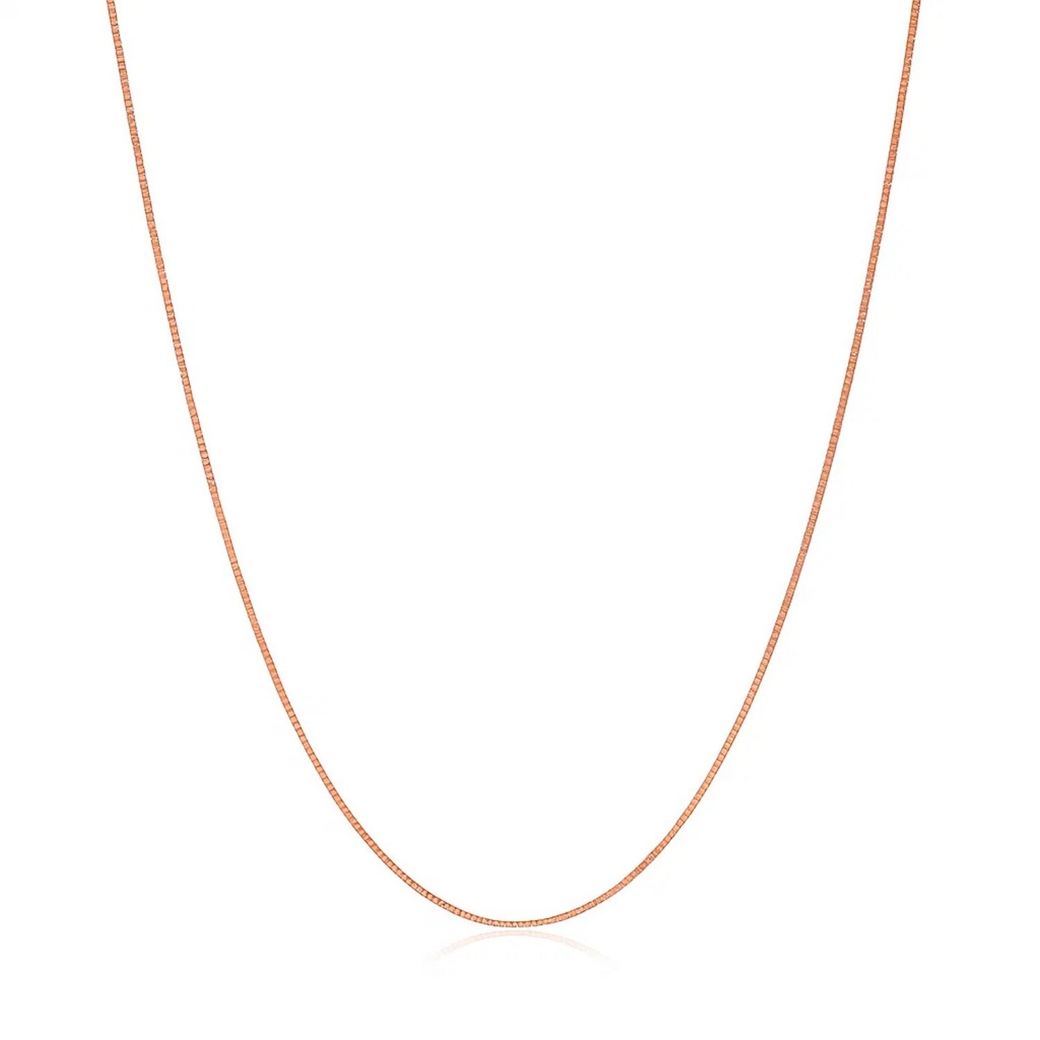 Classic Box Chain, 14K Rose Gold, Sizes 16-20, 0.45 mm, Dainty, Polished