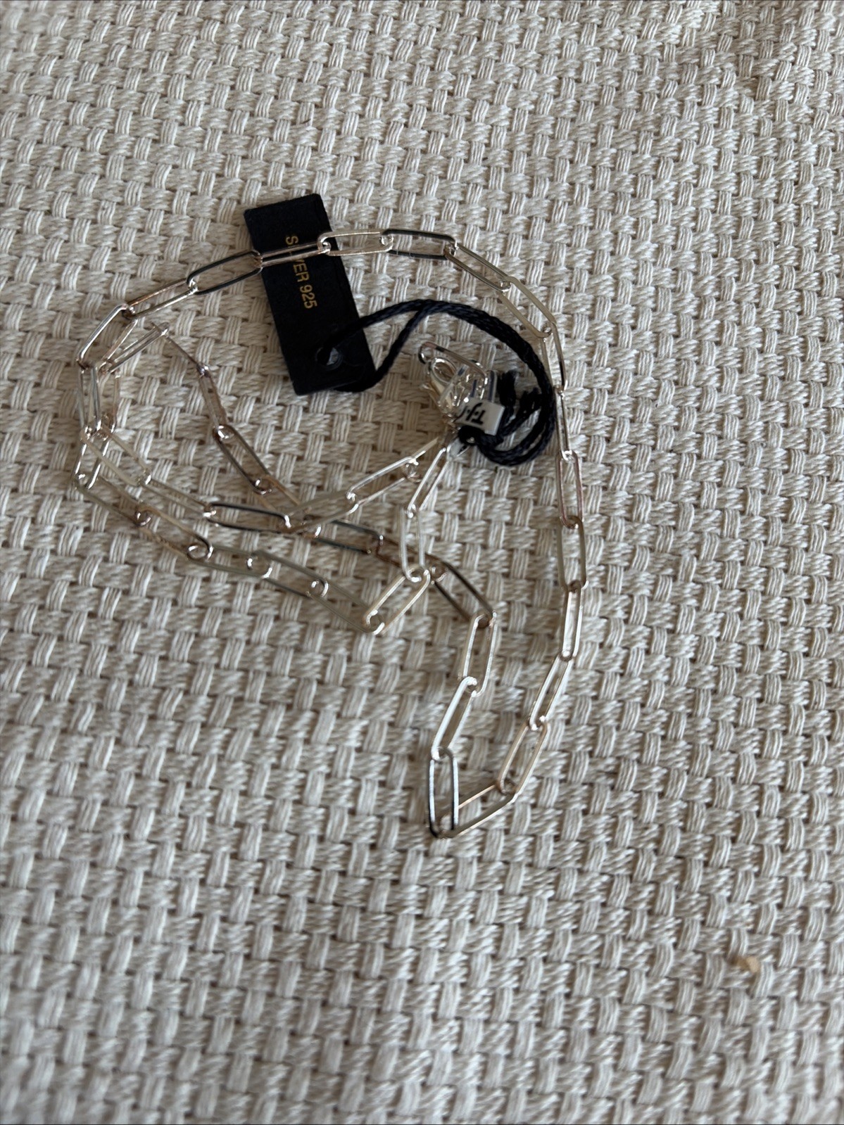 Woman’s Sterling Silver Paper Clip Necklace Measuring 18 Inch Italy