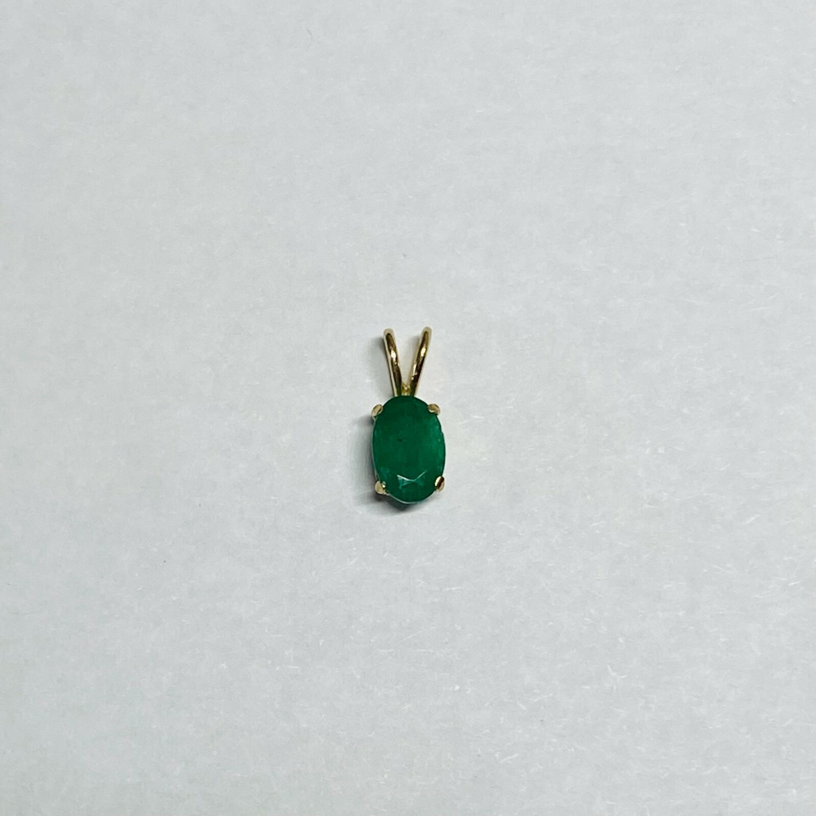 14 Karat Yellow Gold Genuine 6 x 4mm Oval Emerald Pendant (Available w/ Chain)