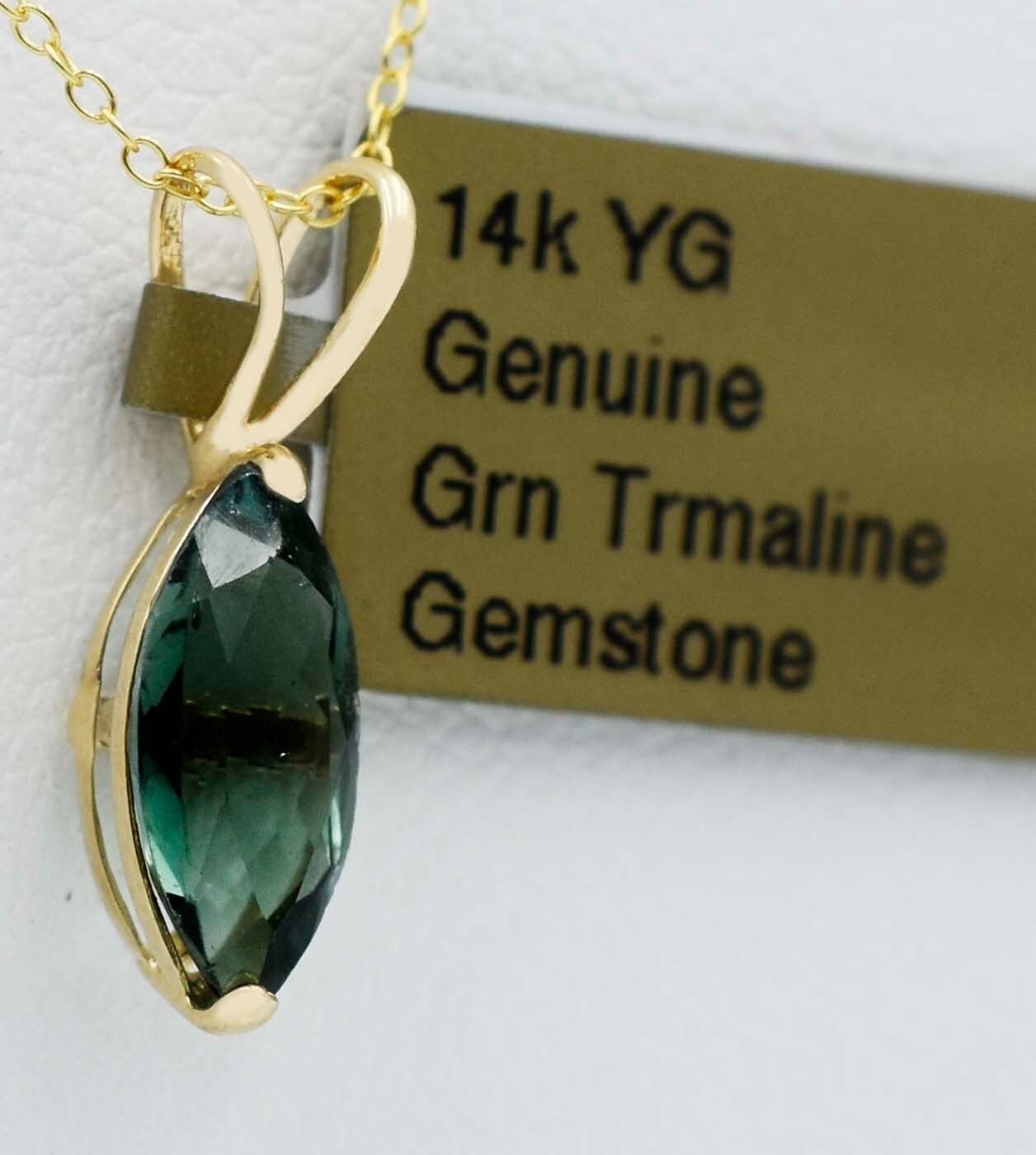 GENUINE 1.26 Cts GREEN TOURMALINE PENDANT 14k YELLOW GOLD – Free Appraisal
