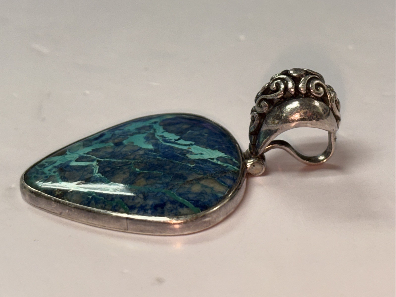 925 Sterling Silver Gemstone Pendant ~ 15.5 grams ~ 2.25” ~ READ DESCRIPTION