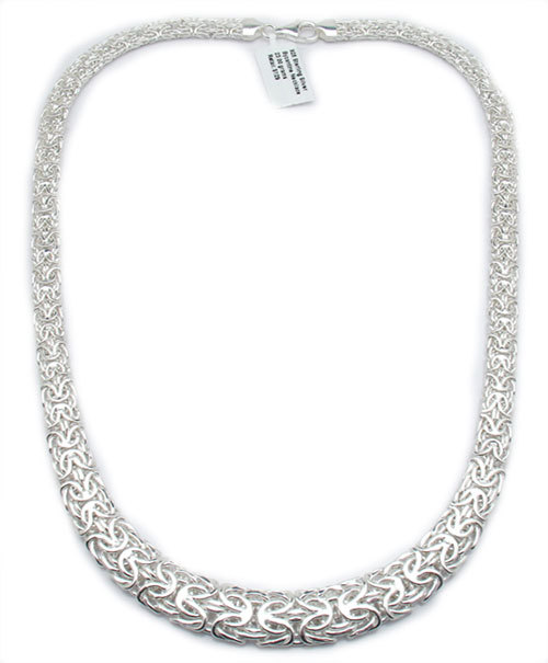 Graduated All Shiny Byzantine Chain Necklace Real 925 Sterling Silver QVC 18 20″