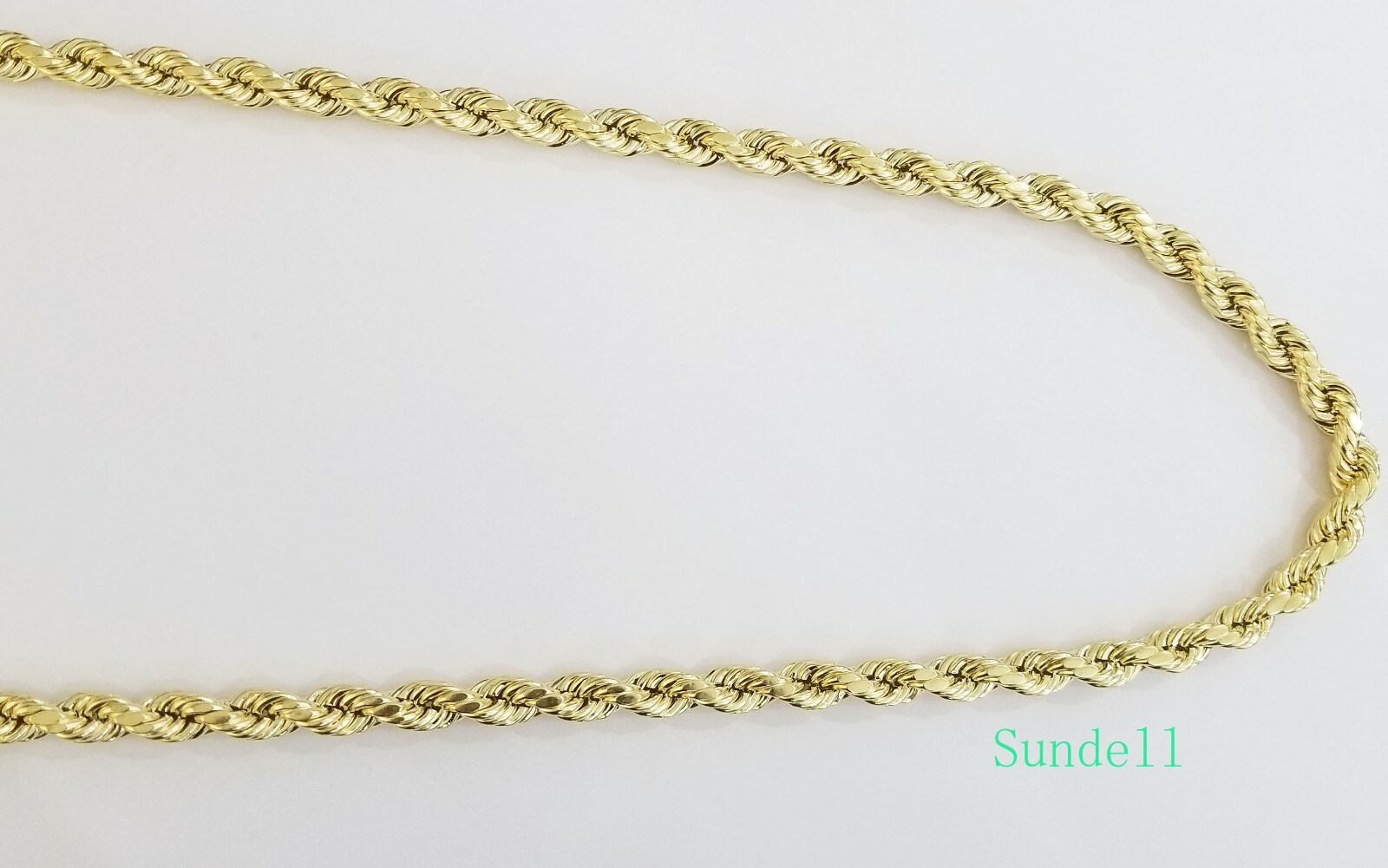 10k REAL Yellow Gold Rope Chain necklace 10mm 22″ Men thick diamond cut