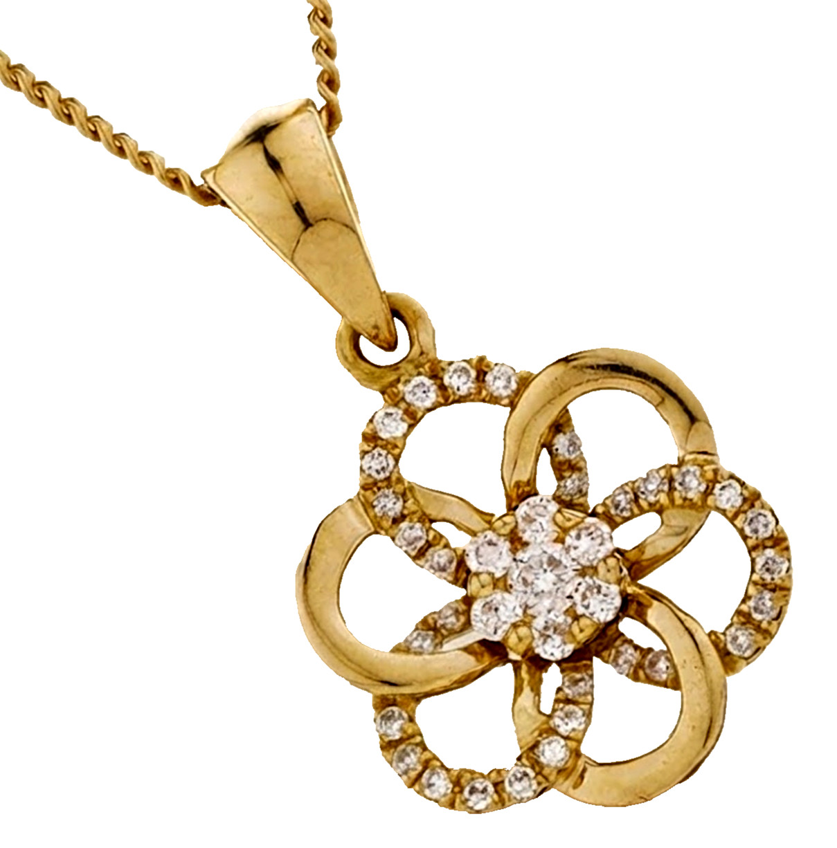 0.80ct Natural round diamond 14k BIS Hallmarked solid yellow gold Flower Pendant
