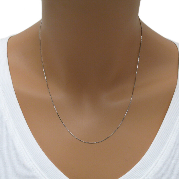 Guaranteed Genuine 14K White Gold Box Chain Necklace 0.6mm 16″-24″