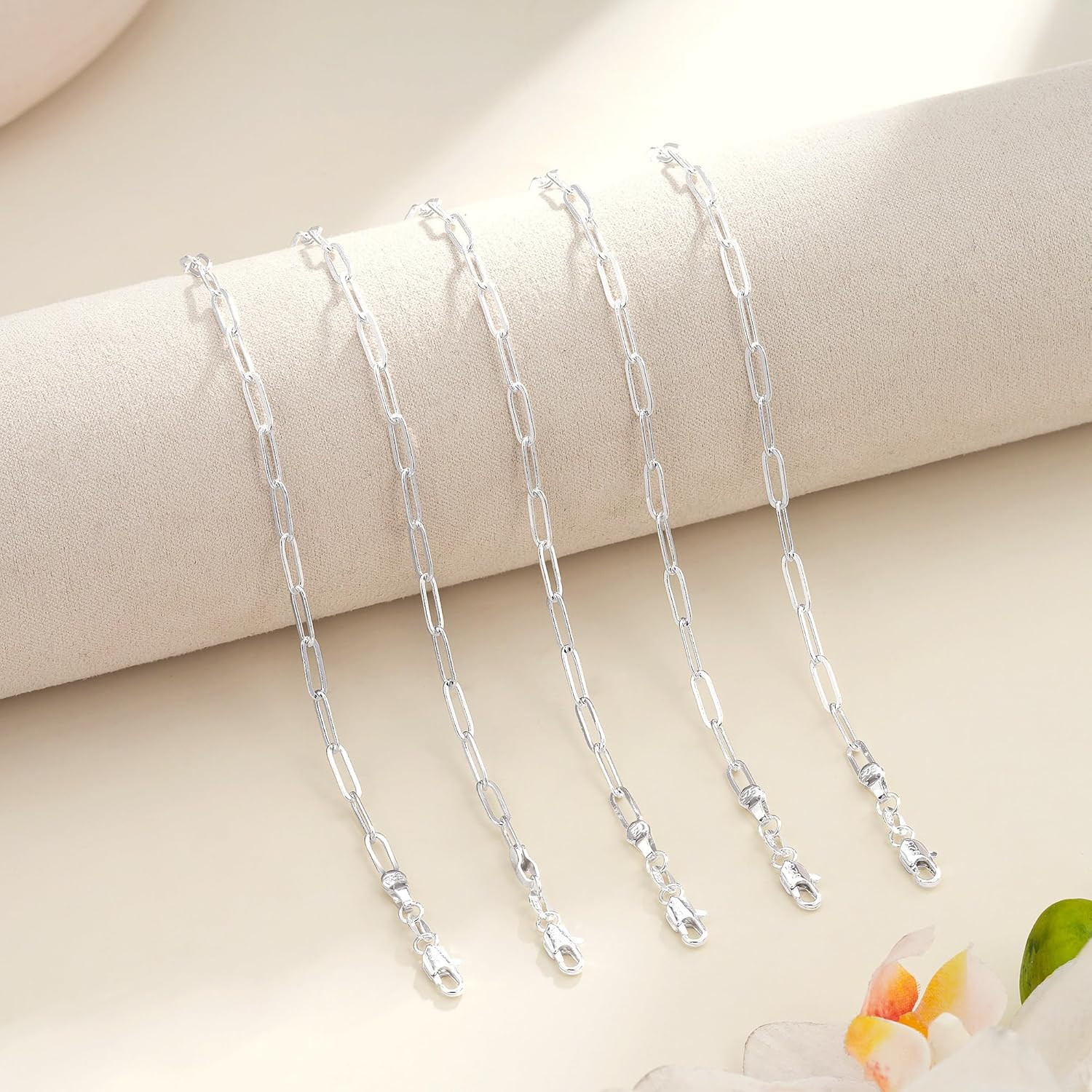 S925 Sterling Silver Paperclip Chain Necklace for Women – 3Mm Sterling Silver Pa