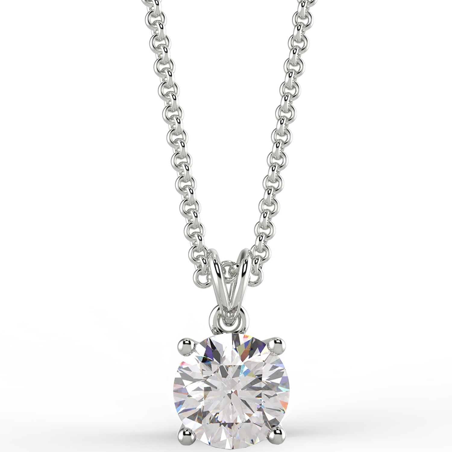 1.53 Ct Round Cut VS2/E Diamond Pendant 14K White Gold