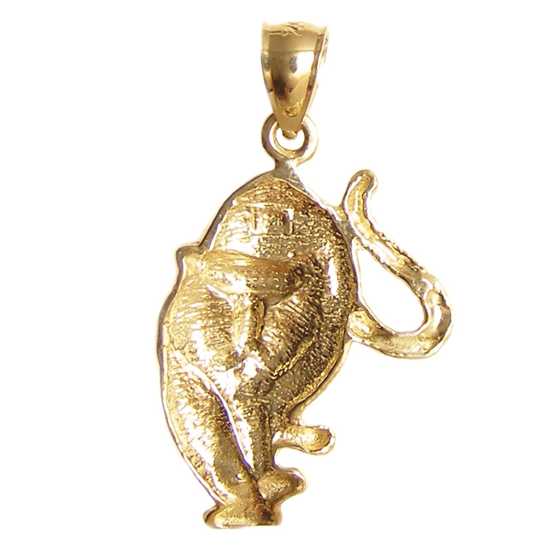 New 14k Yellow Gold Tiger Pendant