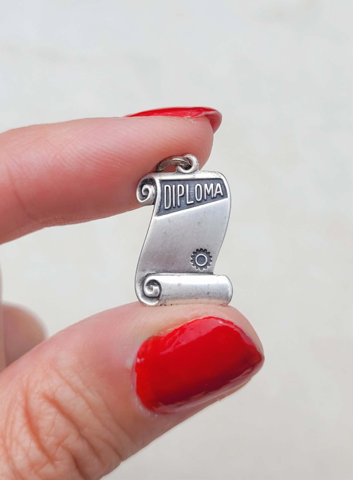 Vintage Sterling Silver Graduation Diploma School Pendant Charm For Bracelet