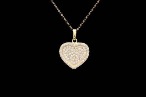 1.25Ct Round Cut VVS1 Diamond Heart Pendant 14K Yellow Gold Over 18″ Free Chain