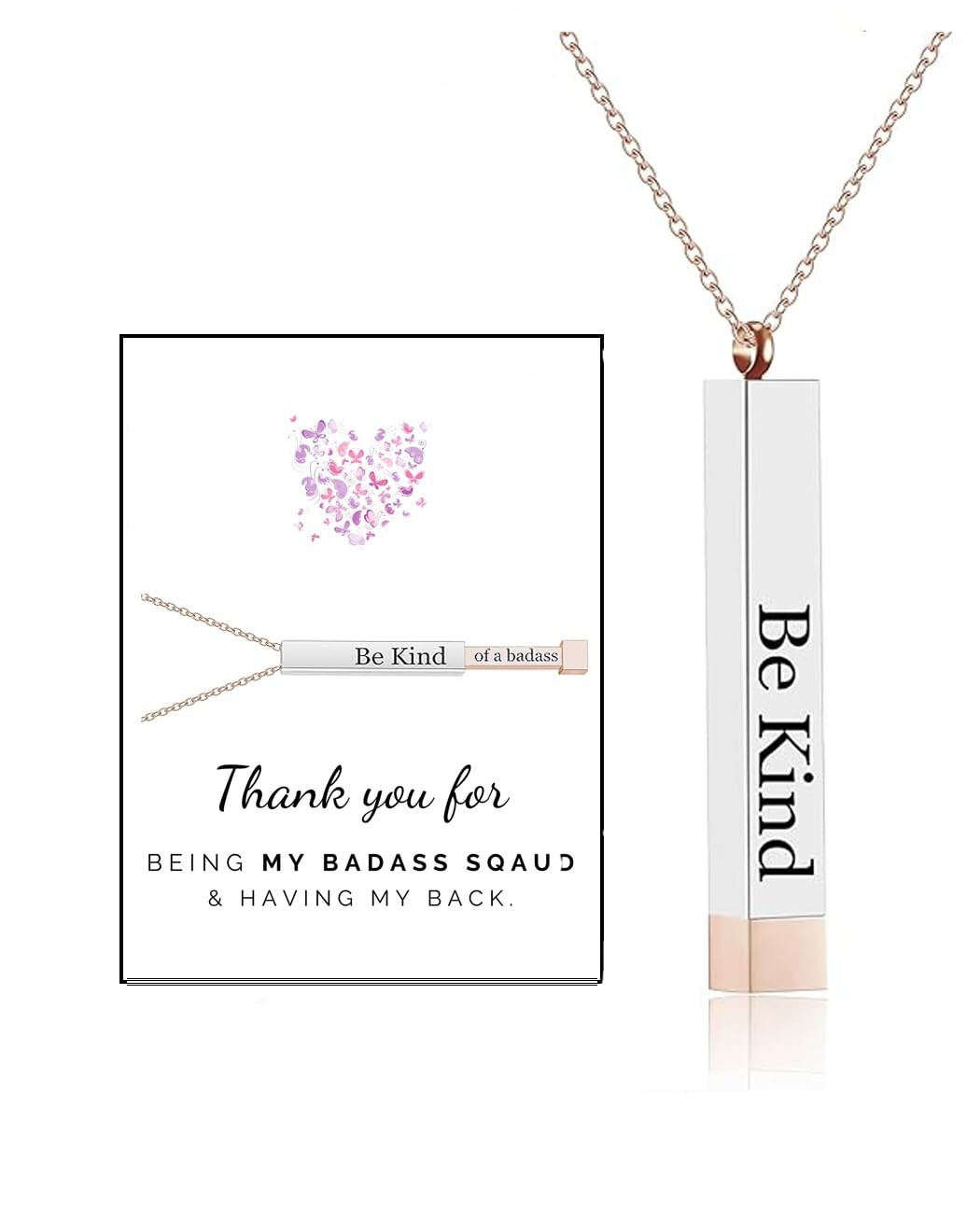 Be Kind Of A Badass Necklace, Rose Gold Silver Gold Stainless Steel Pendant Neck