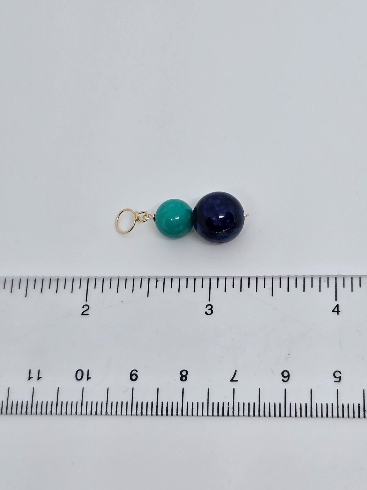 14k Yellow Gold Lapis Lazuli and Turquoise Drop Dangle Pendant 1″
