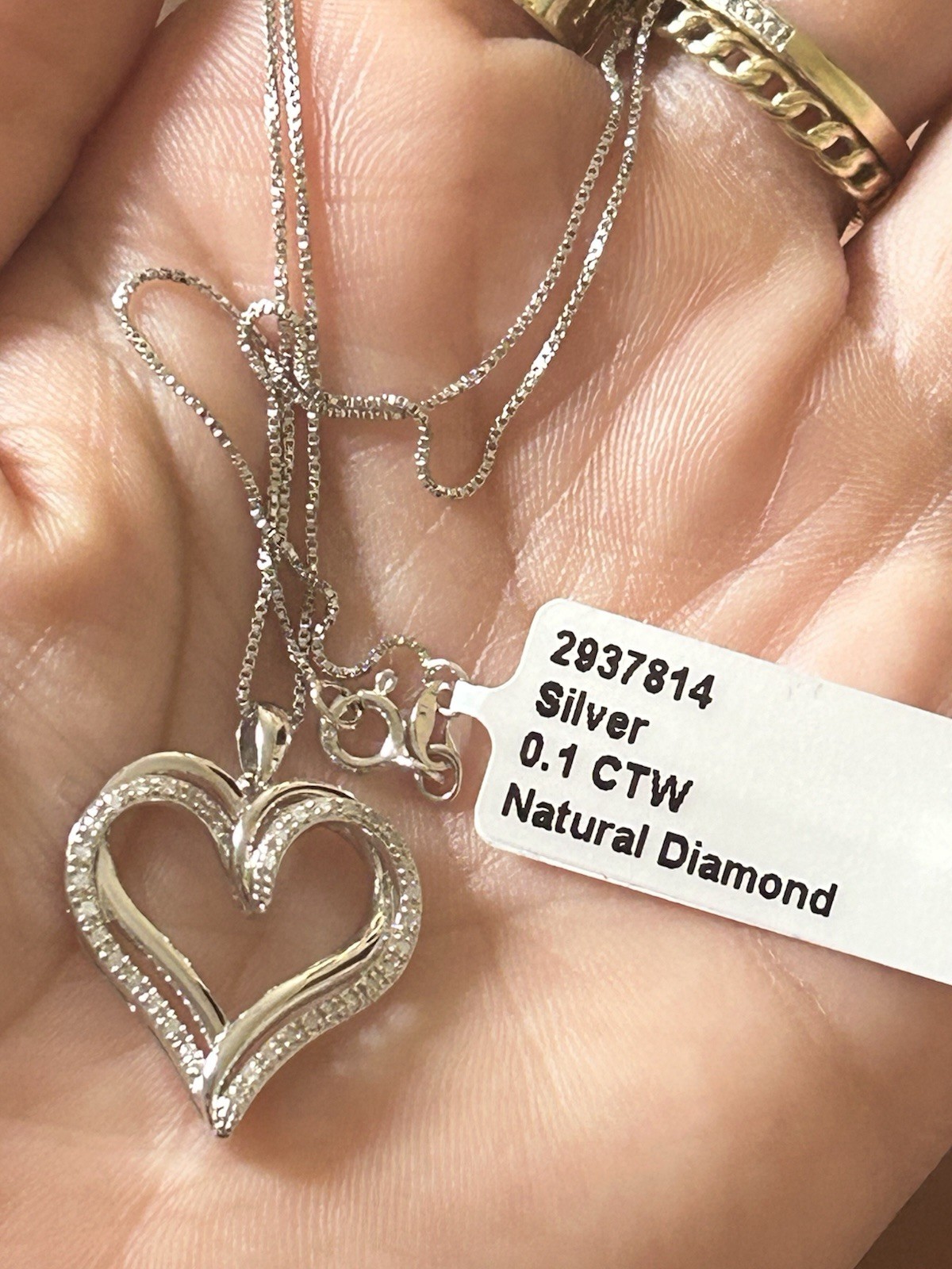 Sterling Silver Diamond Heart Pendant On An 18 Inch 925 Box Chain