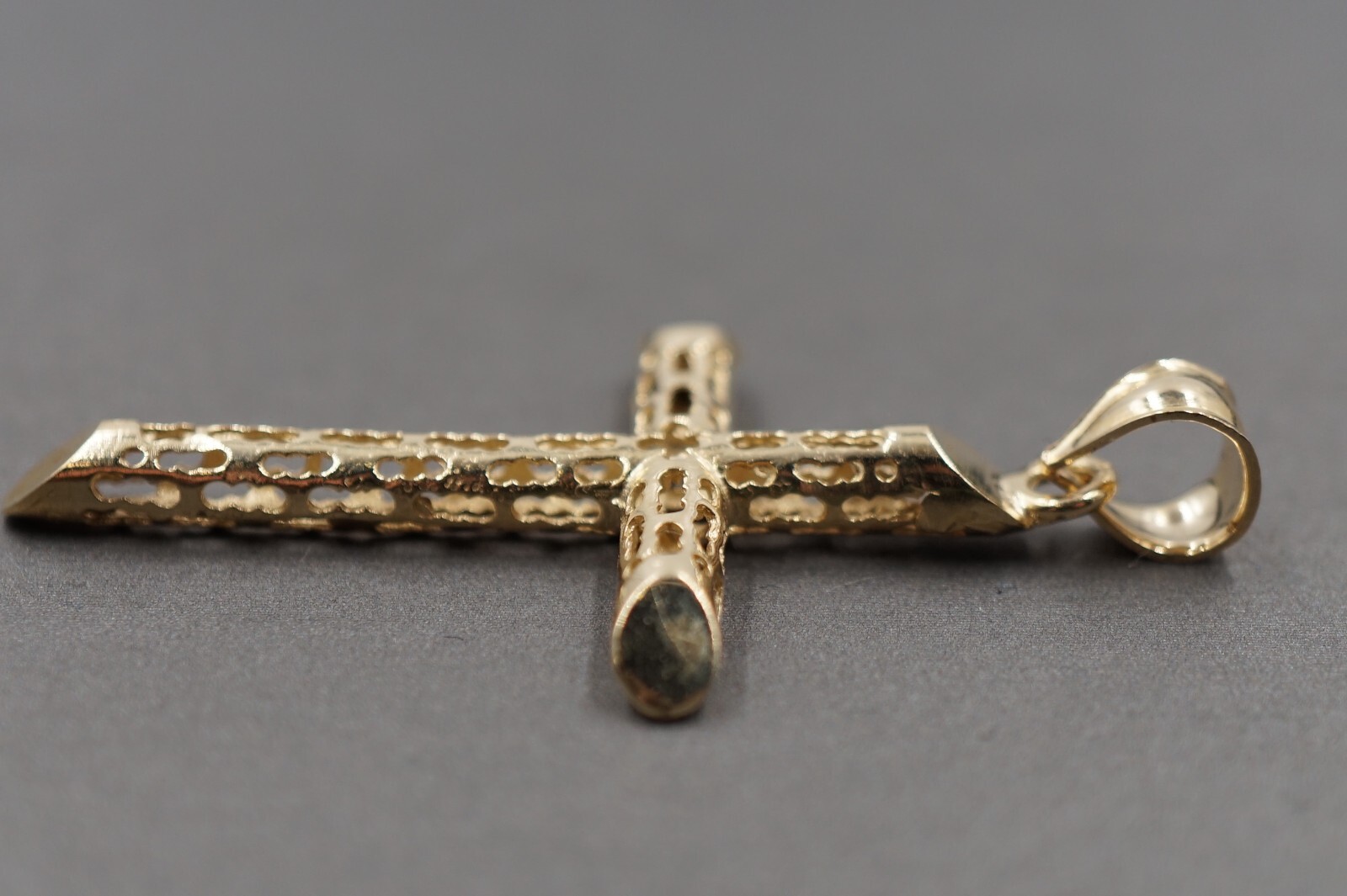 10K Yellow Gold Hollow Tube Crucifix Cross Charm Pendant. 3 Sizes Men Women Kid