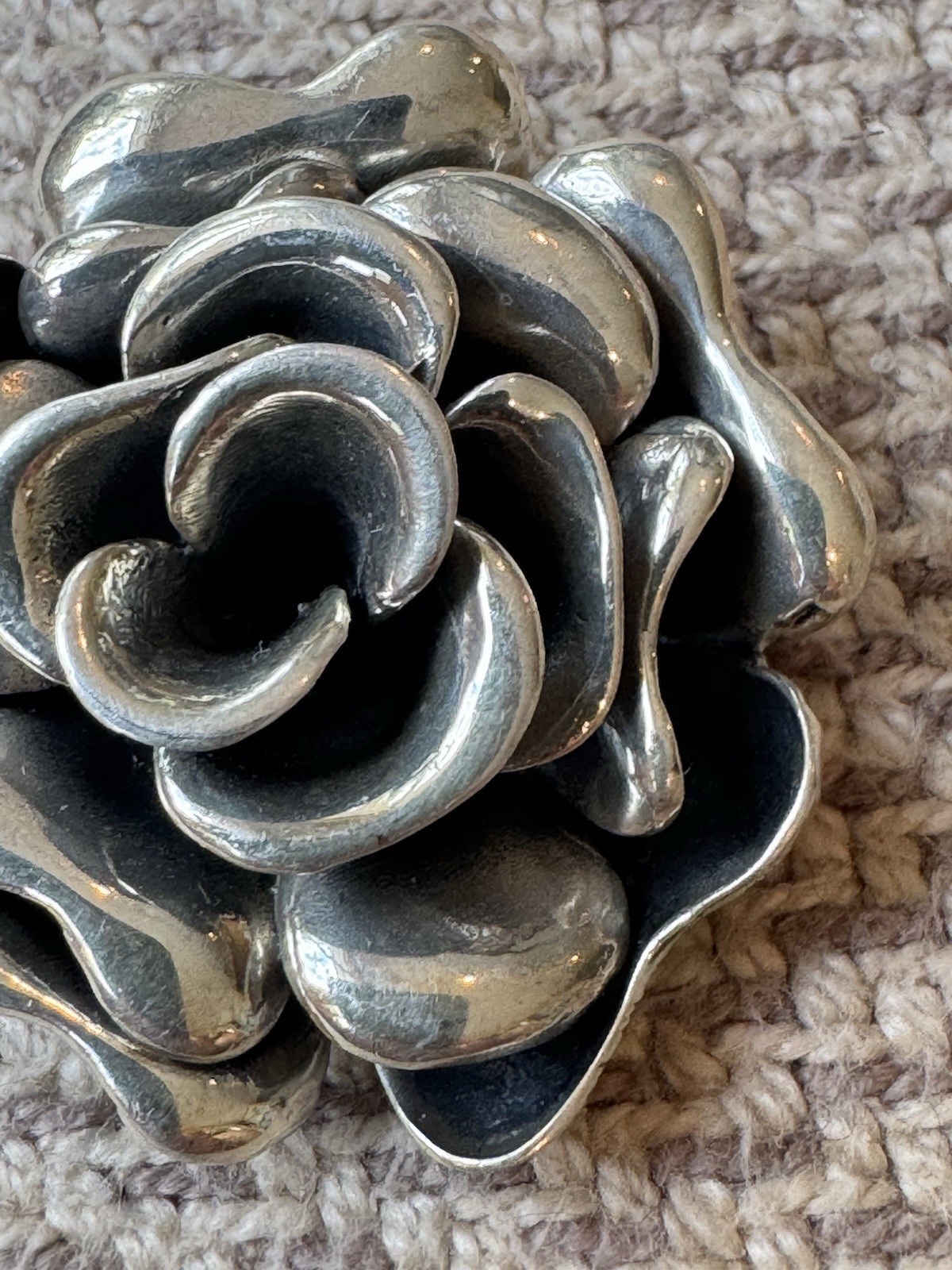 Vintage Sterling Silver 925 Thailand Rose Flower 1.5” Pendant for Necklace