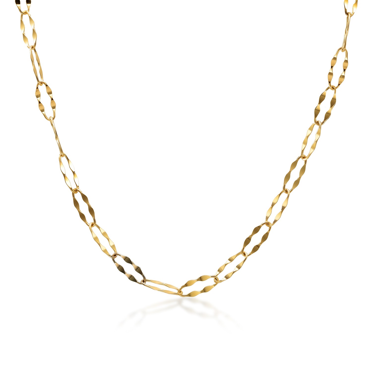 10K Yellow Gold Link Chain Necklace For Women and (18 Inches Length, 2MM Width)