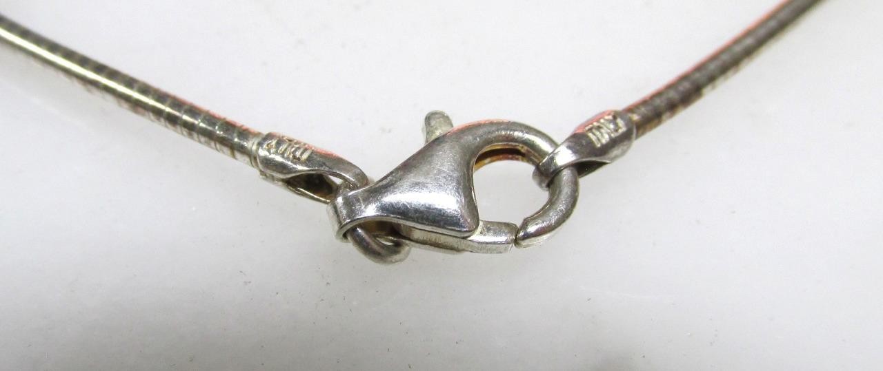 Unknown Red Stone Sterling Silver Pendant w/ 16″ Sterling Chain ~ 19.8g ~ 2-K182