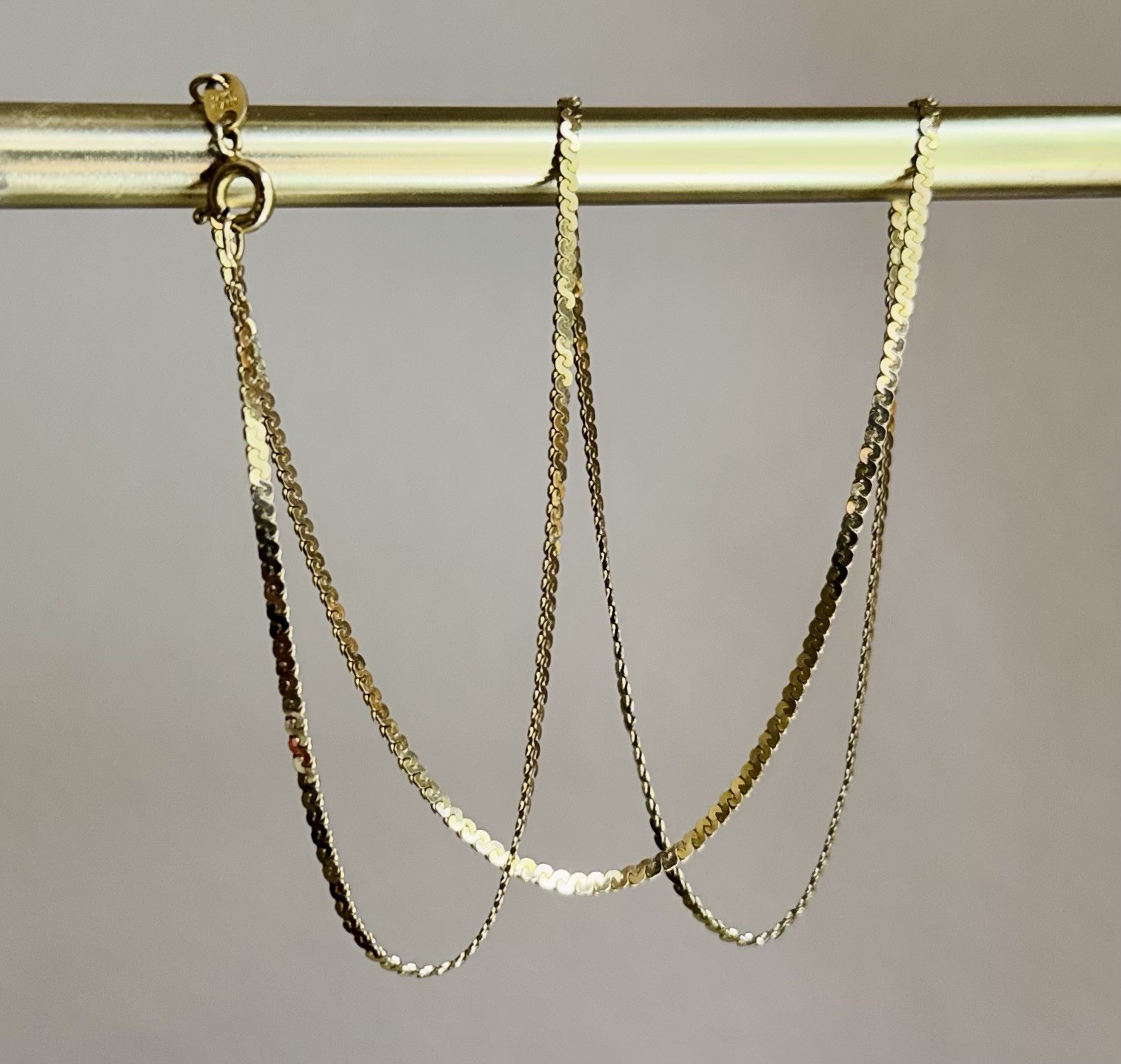 Vintage 14K 585 Yellow Gold 17 In. 1.5mm Serpentine Chain Necklace Unisex 3.4g