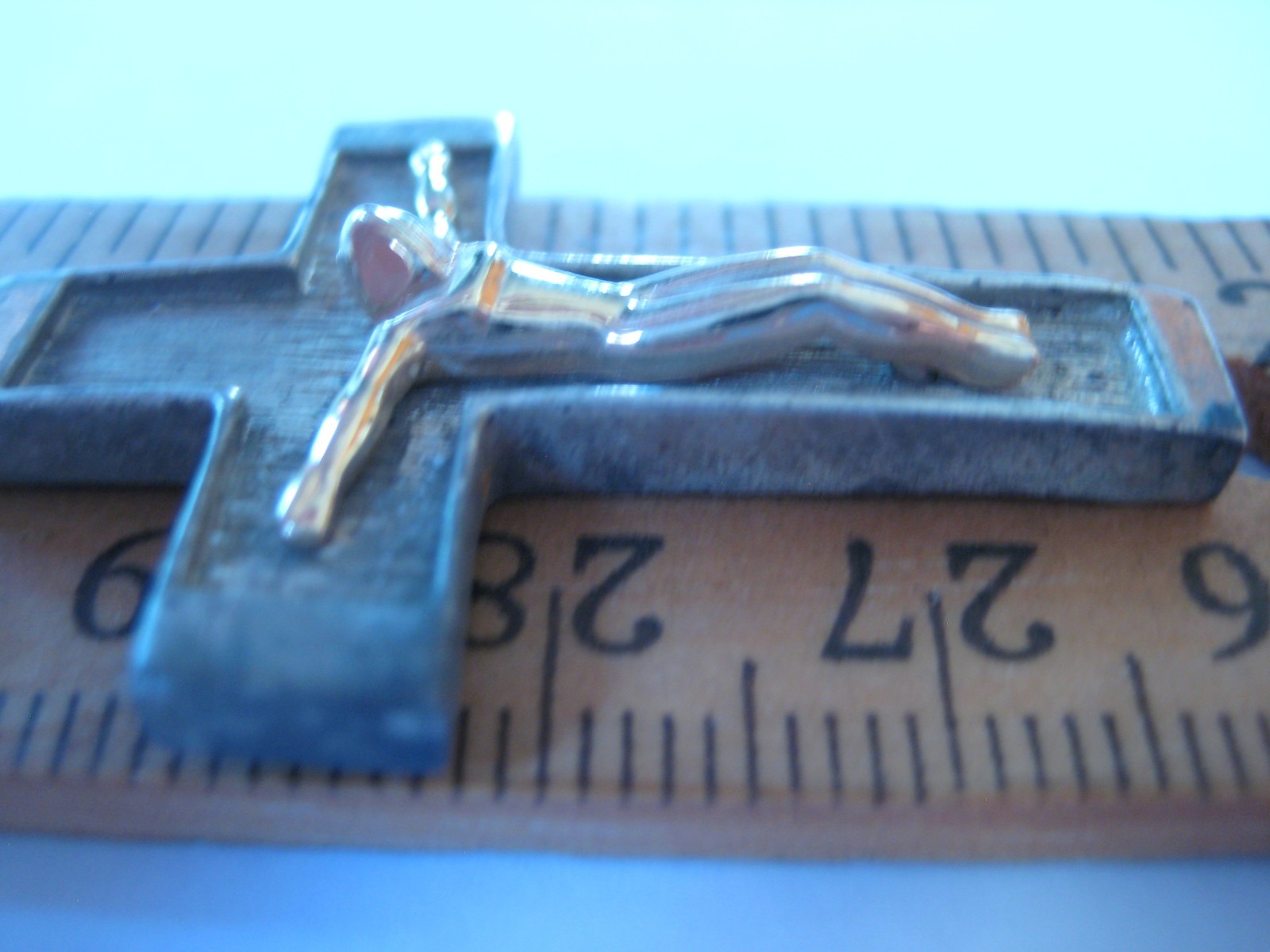 Ma Sterling Silver 14K Yellow Gold Mix Metal Crucifix Cross Pendant (D1)