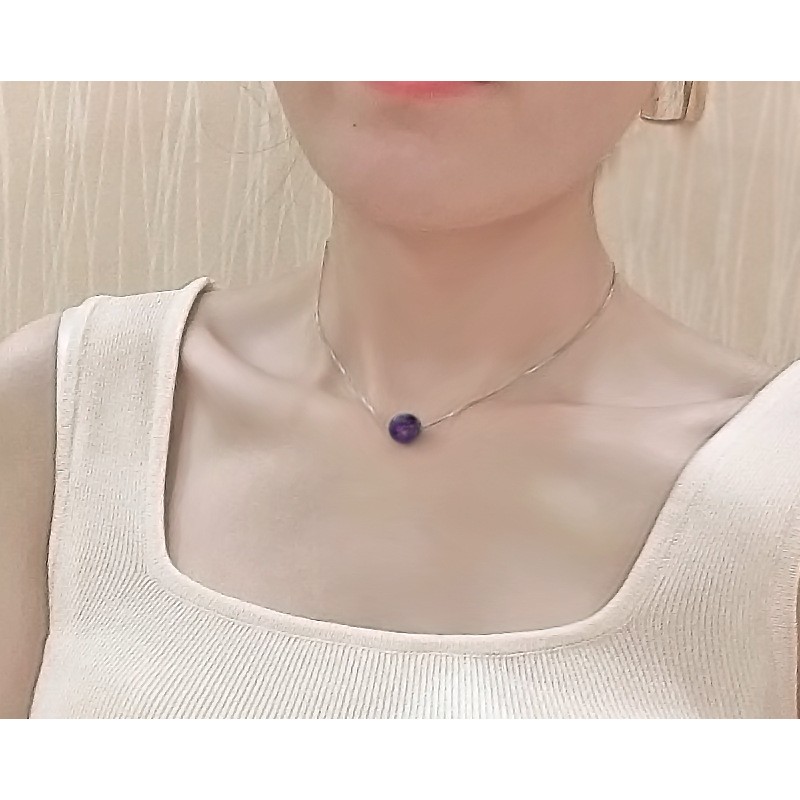 Women Natural Boho Summer Crystal Beaded Necklace Korean Style Minimalist Chain