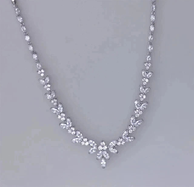 20CT Lab-Created Marquise Cut Diamond Tennis Necklace 14K White Gold Plated