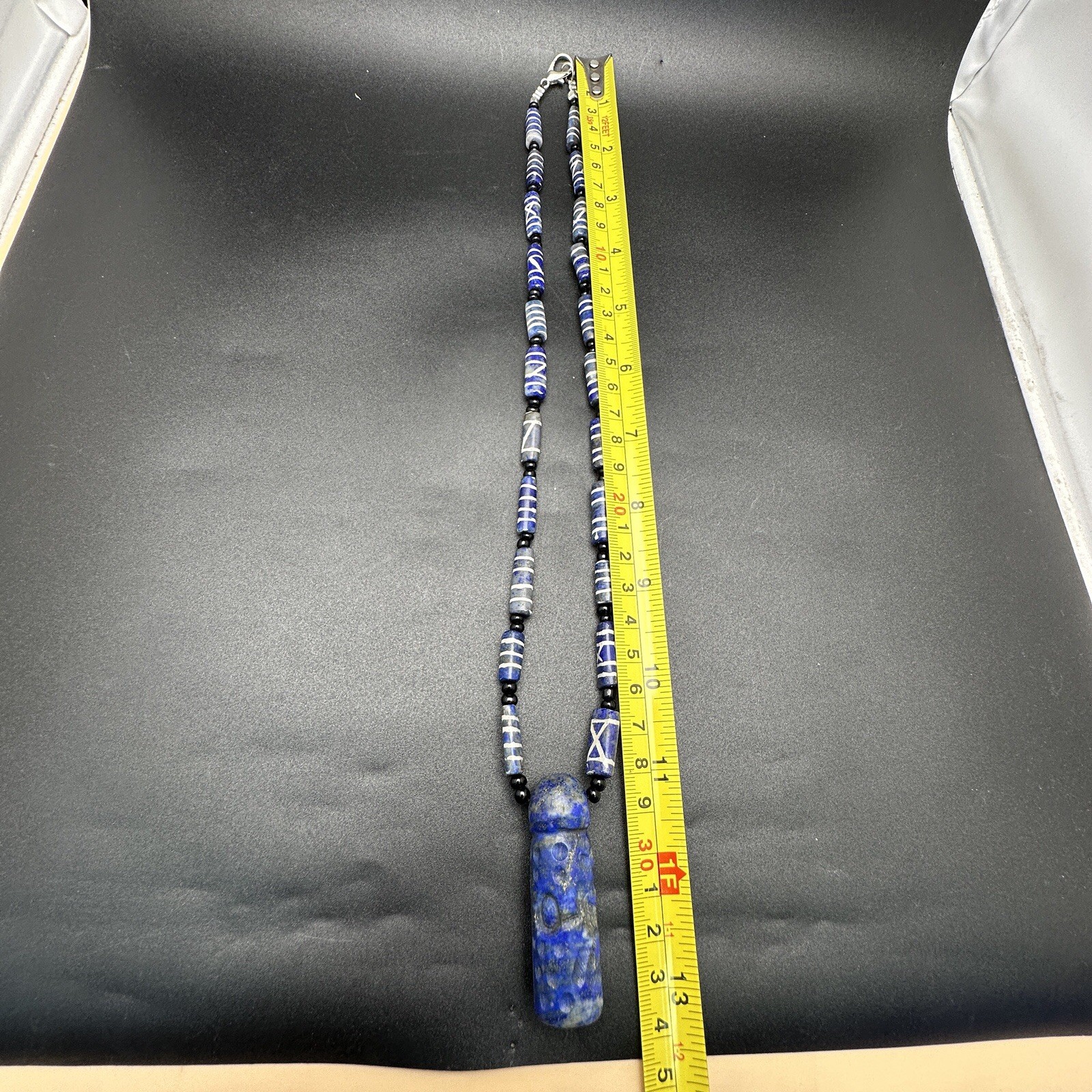 Vintage Rare Natural Lapis Lazuli Beads And Pendant Necklace Rare