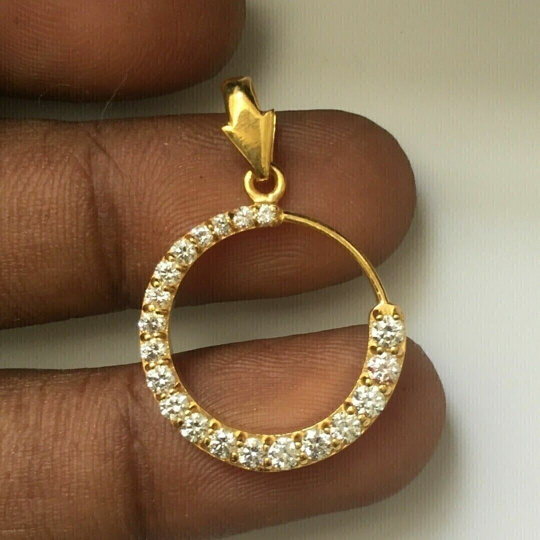 2Ct Round Cut Moissanite Pendant 14K Yellow Gold Plated Silver 18 Free Chain