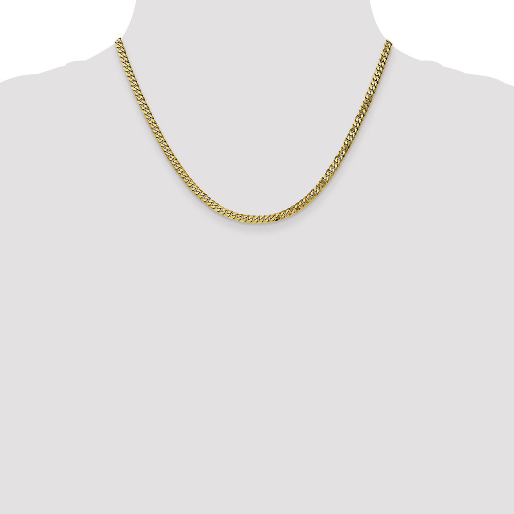 10K Yellow Gold 3.9mm Flat Beveled Curb Chain Necklace 18″ 10.01gm