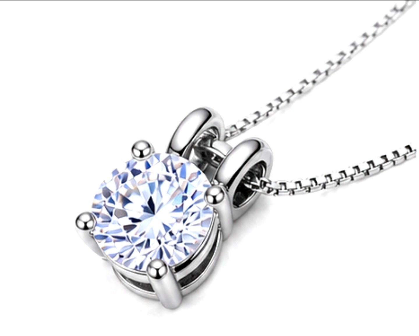 1 Ct LAB Diamond GRA Moissanite Solitaire Pendant Chain 14k White Gold Plated