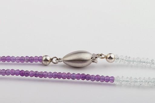 Amethyst Aquamarine Chain Clasp 925 Sterling Silver Length 70cm New