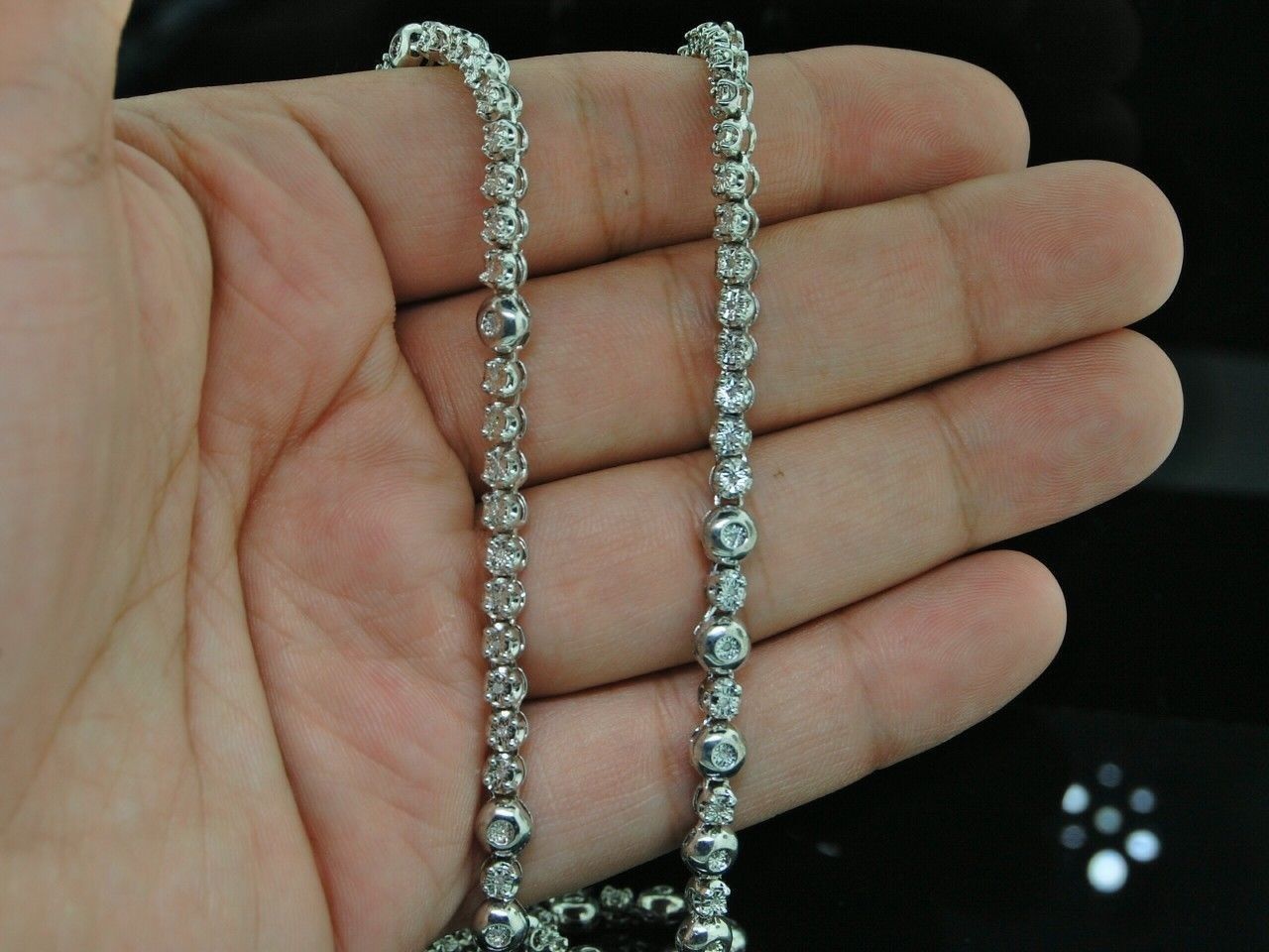 Men’s Rosary Chain and Cross in Natural Diamonds 3.50 CT 34 Inches