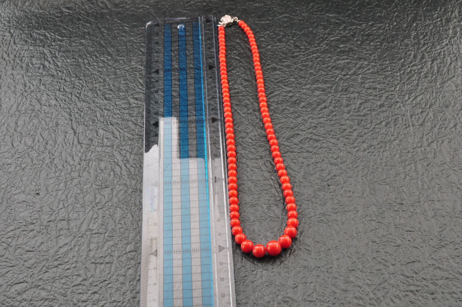 925 silver clasp red coral necklace with Certification (440mm (17.3in) 88.5ct).