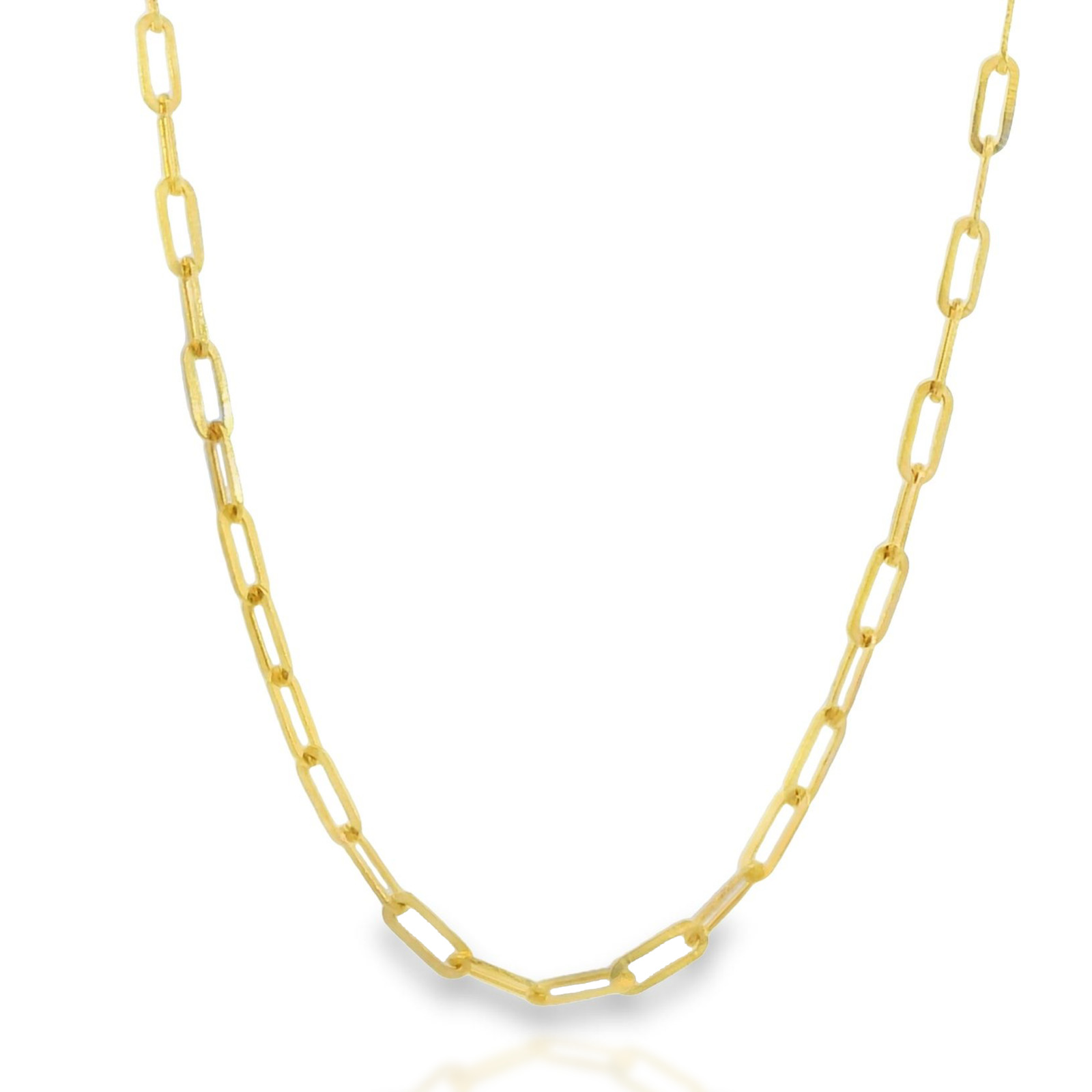 14k Gold Chain 1.5mm Solid Necklace Paper Clip Chain 14″ 16″ 18″ 20″ Fine Fancy