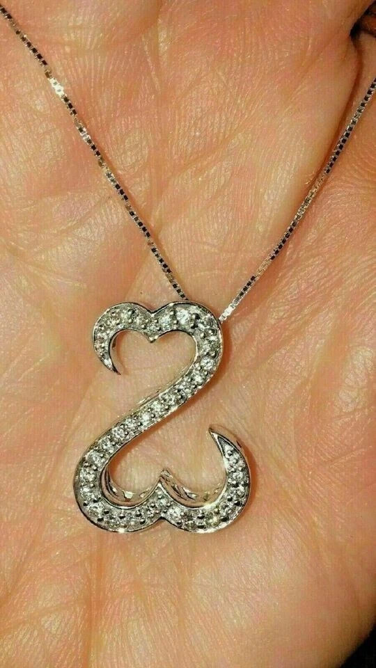 2Ct Round Diamond Open Heart Pendant Lab Created Necklace 14K White Gold Plated