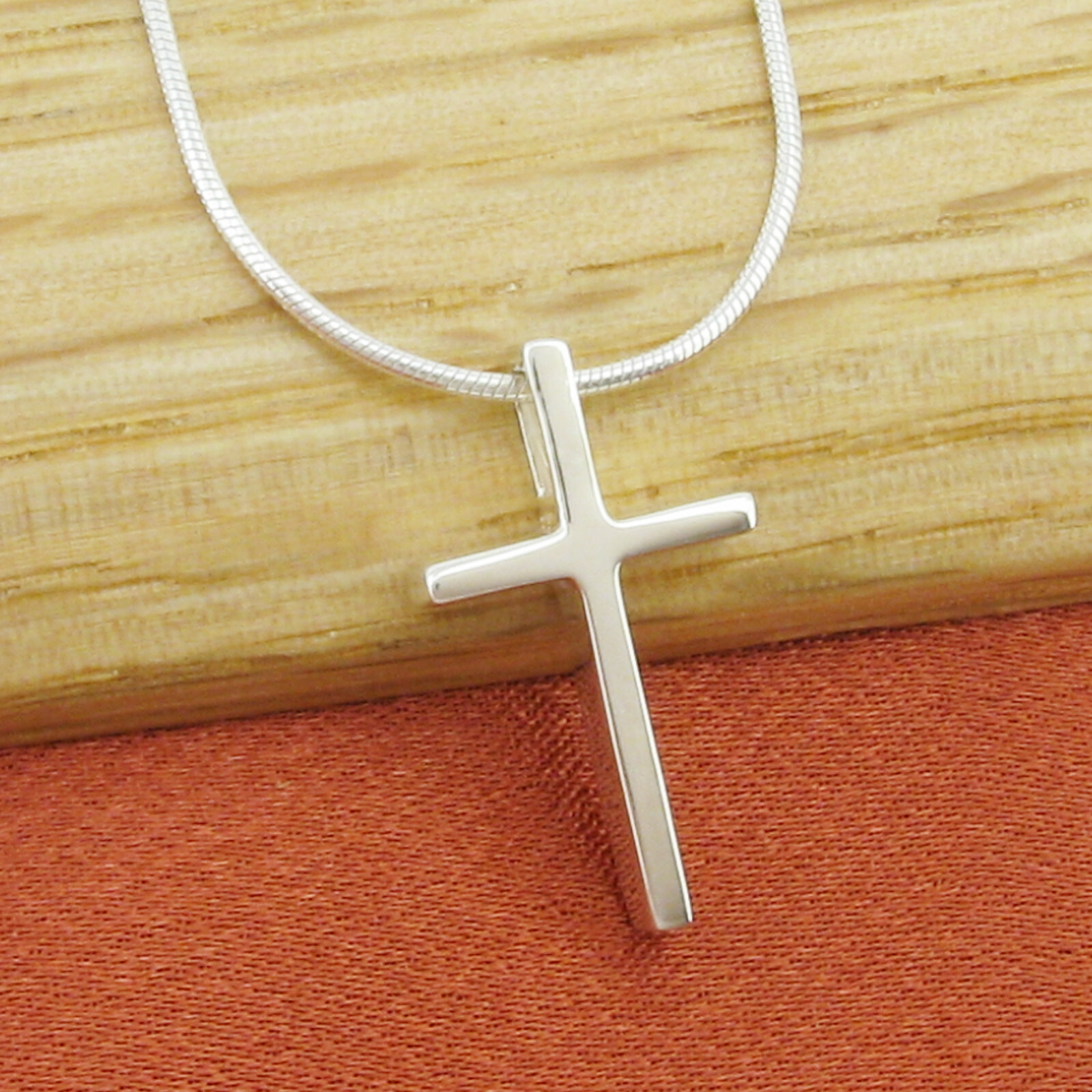 Small Deep Cross Pendant in SOLID ‘925’ Sterling Silver – Choice of Chains, NEW!