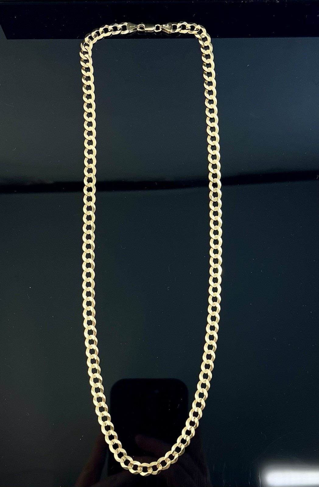 10k Yellow Gold Solid Curb Link 24″ Necklace, 7mm wide, 24.8 Grams