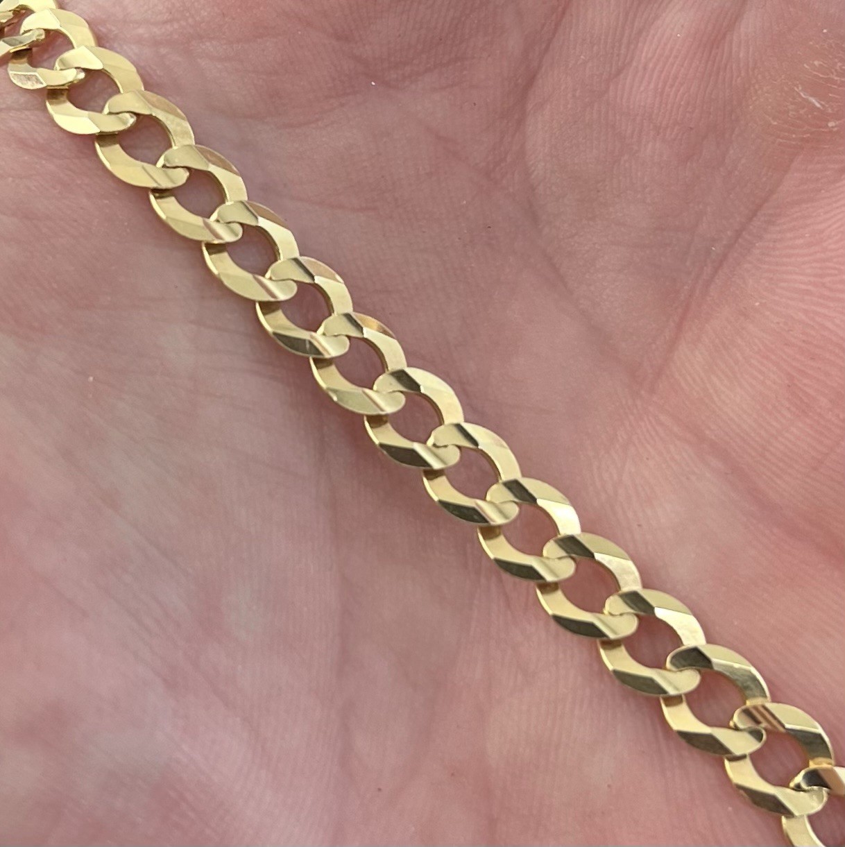 10k Yellow Gold Solid Curb Link 24″ Necklace, 7mm wide, 24.8 Grams