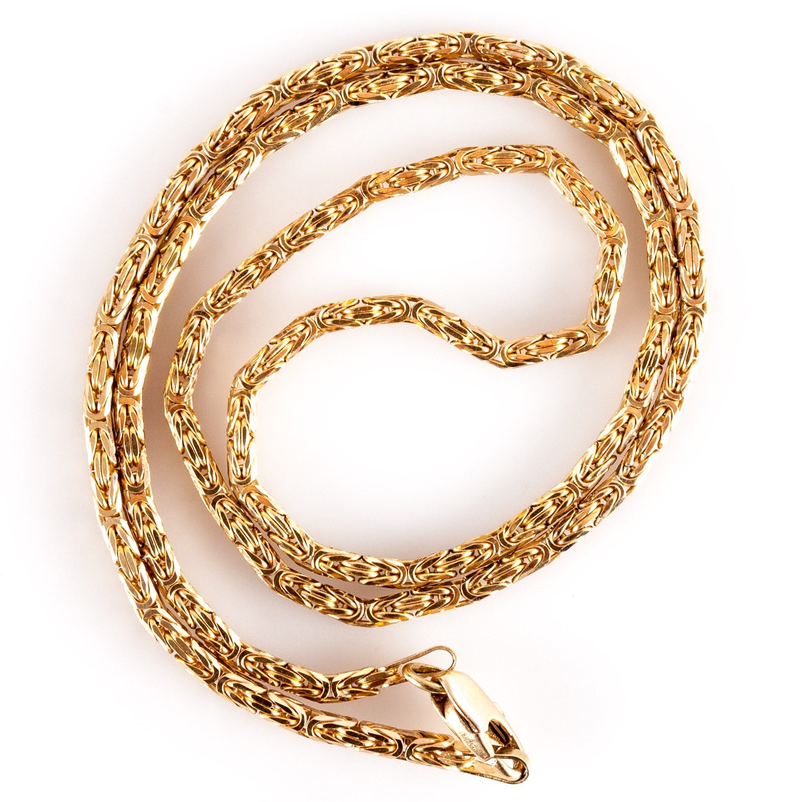 14k Yellow Gold Italian Byzantine Style Chain Necklace 11g 16″ Length 2mm Width