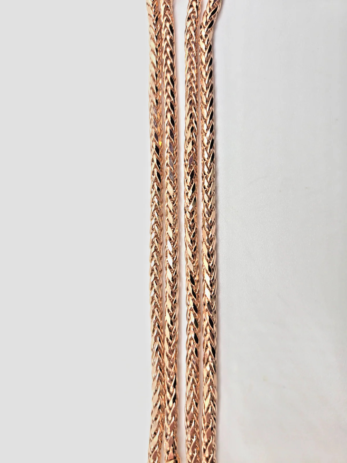 10K Rose Gold Franco Wheat Chain 24 inch x 3.2mm x 2.9 mm Lobster Clasp