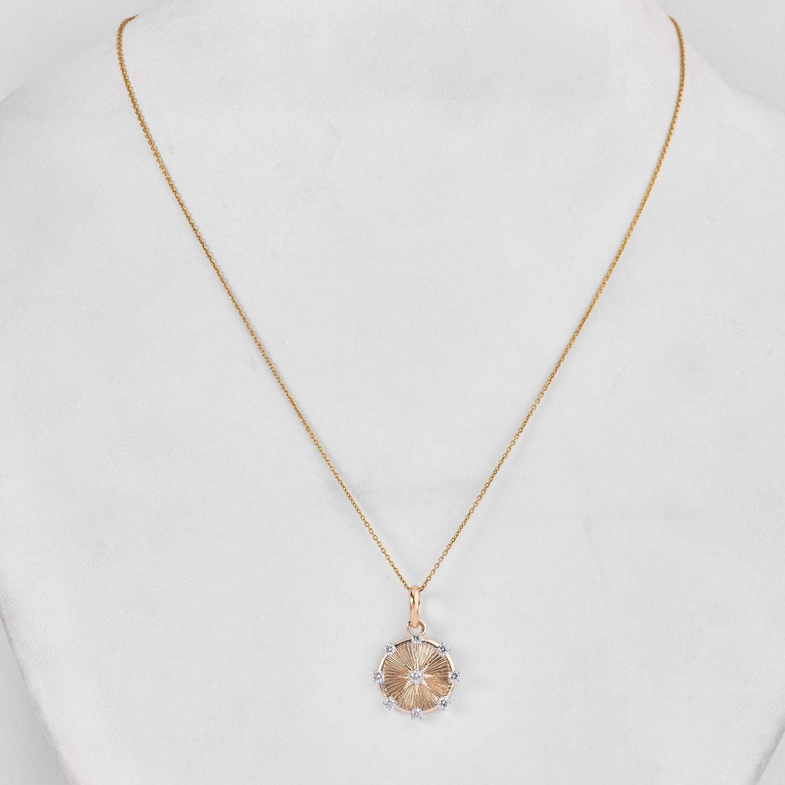 0.34 ct Natural Diamond Karma Circle Medallion Pendant 14K Gold Infinity