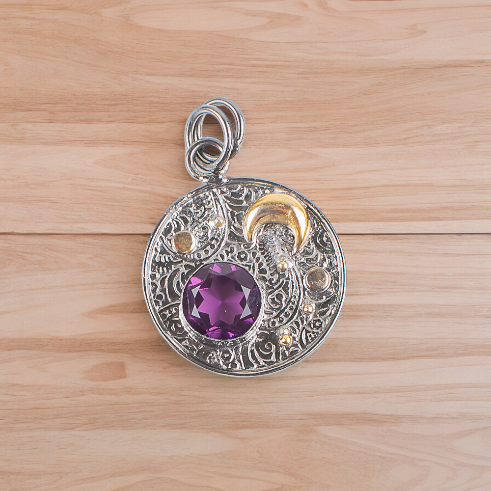 Handmade 925 Sterling Silver Jewelry Pendant African Amethyst Gemstone Pendant