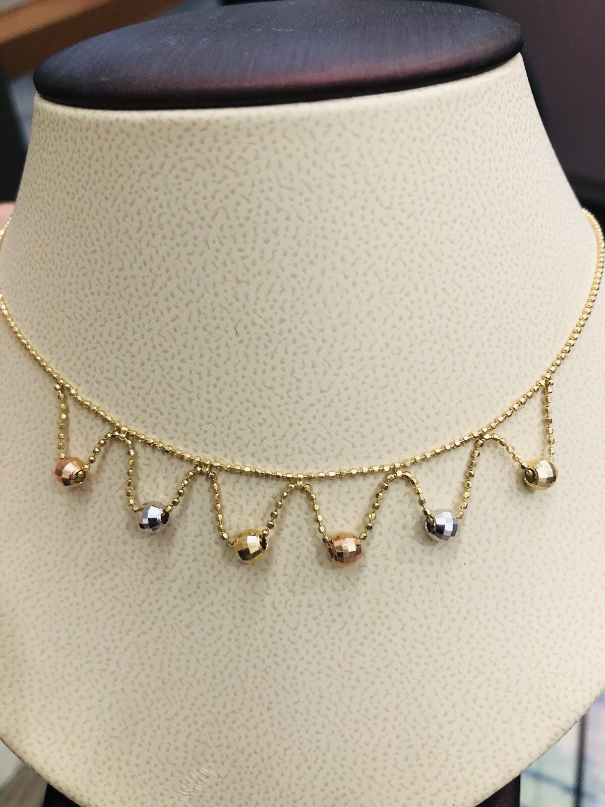 14KT YELLOW ROSE WHITE GOLD NECKLACE SIZE 17” LONG WEIGHT 3.2g NEW