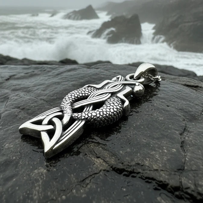 Celtic Mermaid Sisters Necklace Ladies Nautical Beach Pendant 925