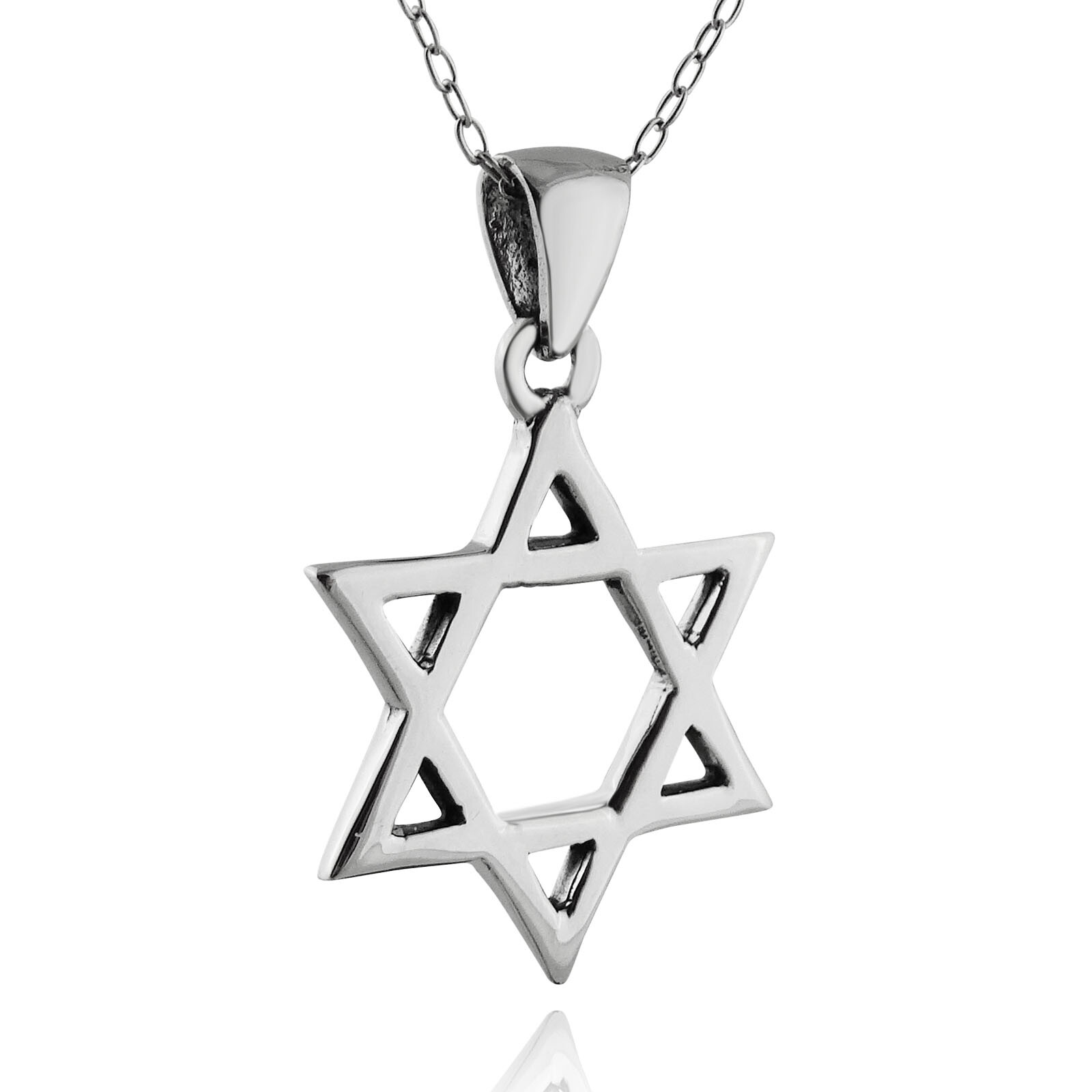 Star of David Pendant Necklace – 925 Sterling Silver – Jewish Shield Symbol Gift