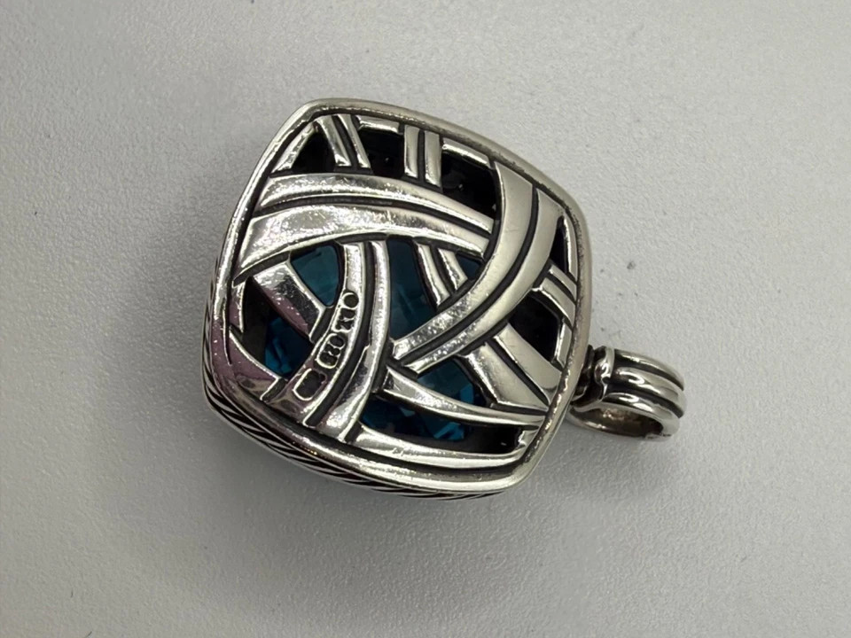 2Ct Cushion Cut Lab Created Blue Topaz Women Charm Pendant 14K White Gold Plated