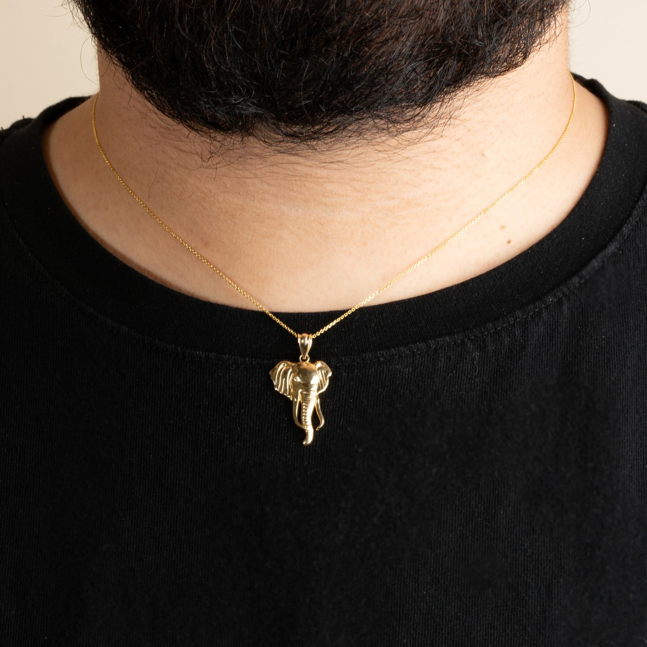 Gold Elephant Animal Pendant Necklace (Available in Yellow/Rose/White Gold)