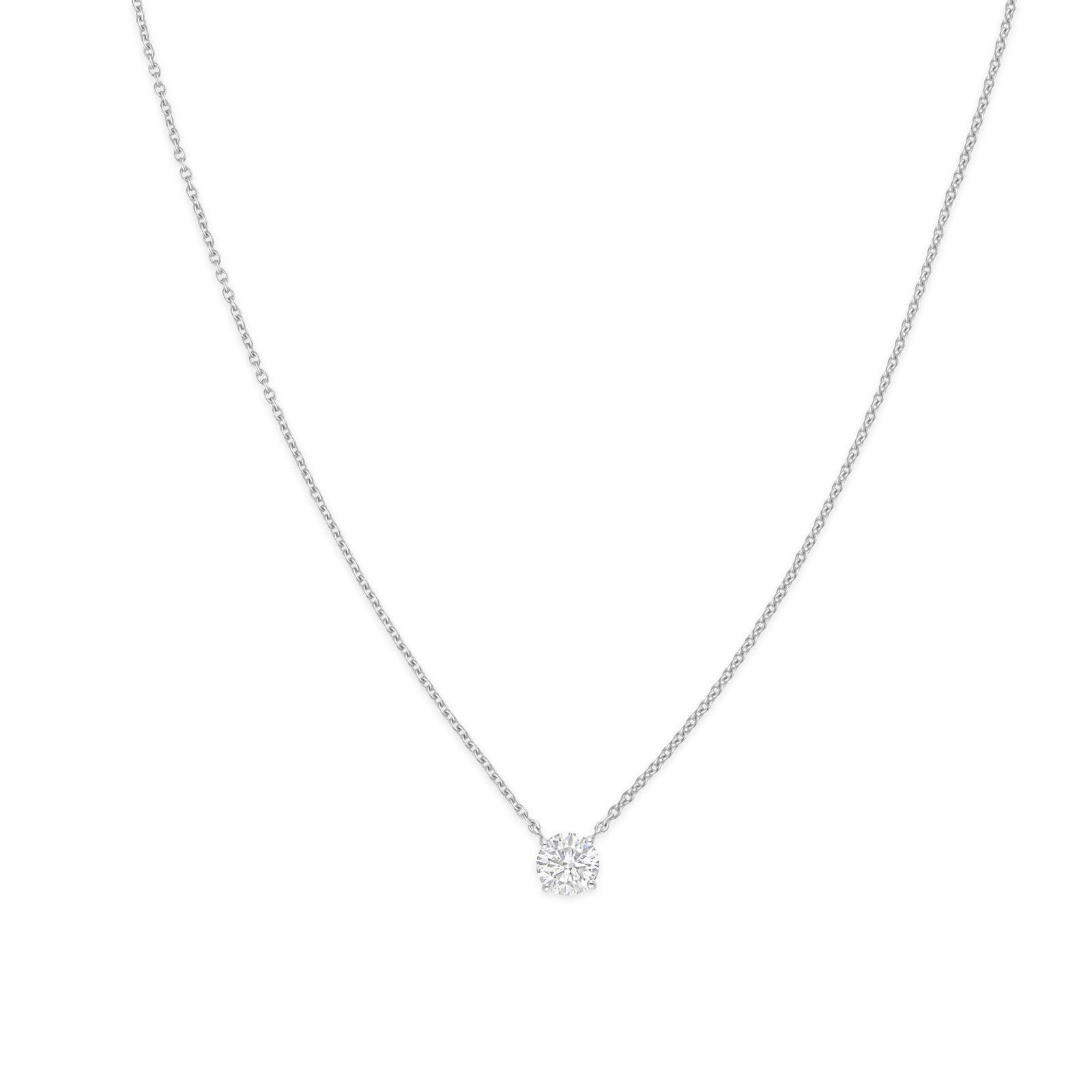 1.22Ct Round Cut Natural Diamond Solitaire Pendant Women Necklace 14k White Gold