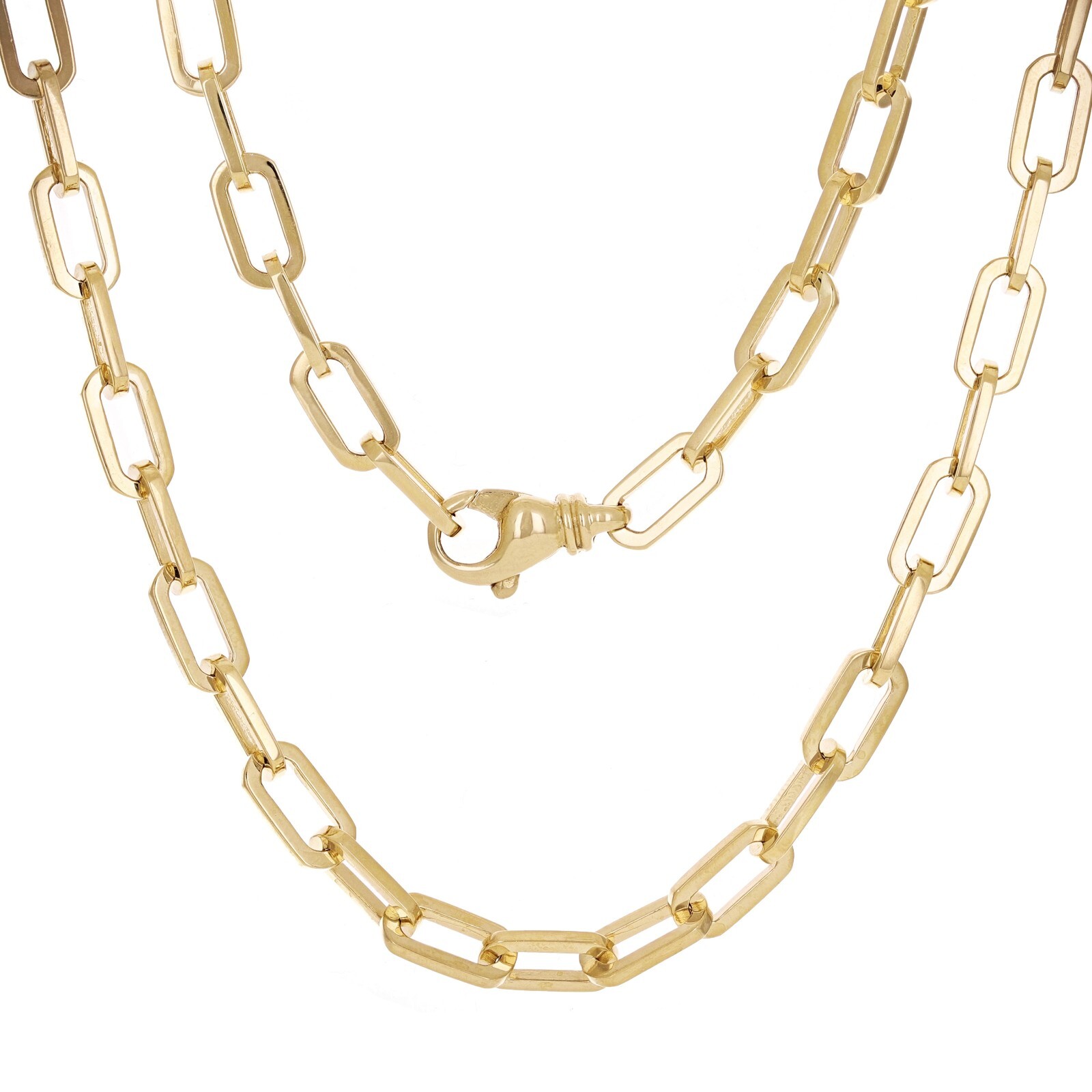 14k Yellow Gold Solid Handmade Paper Clip Chain Necklace 18″ 6.7mm 43.5 grams