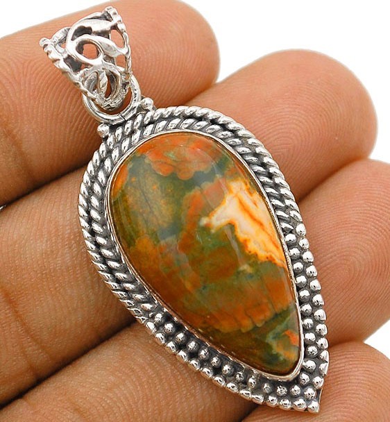 8g Natural Rain Forest Opal 925 Solid Sterling Silver Pendant